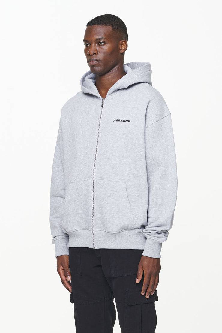 Pegador Colne Logo Oversized Sweat Jacket Grey Melange