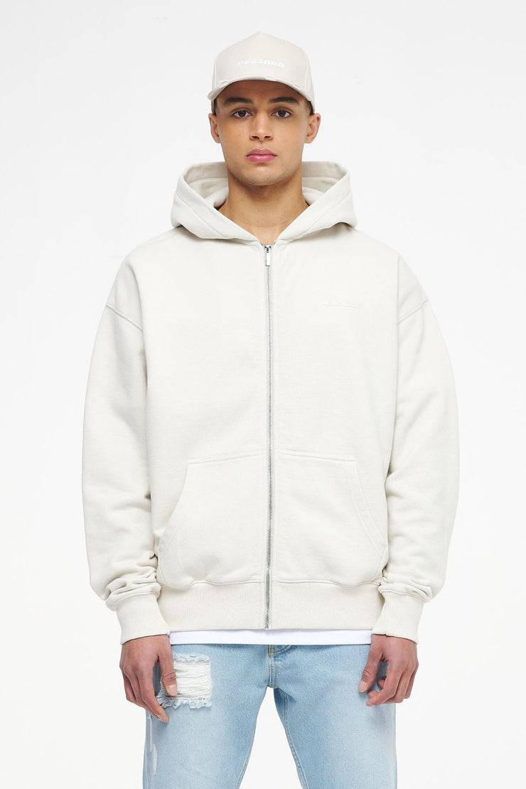 Pegador Colne Logo Oversized Sweat Jacket Vintage Washed Angels Cream Gum