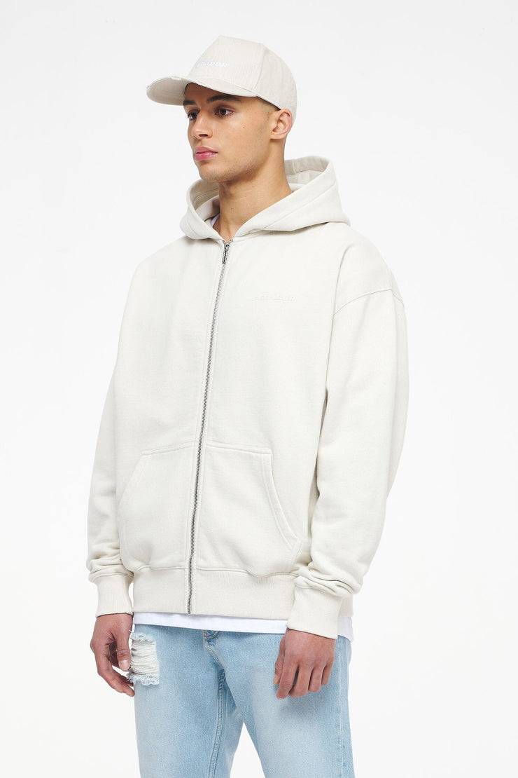 Pegador Colne Logo Oversized Sweat Jacket Vintage Washed Angels Cream Gum