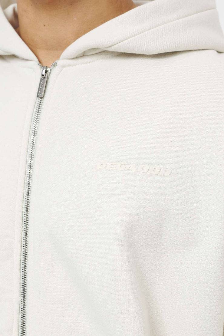 Pegador Colne Logo Oversized Sweat Jacket Vintage Washed Angels Cream Gum