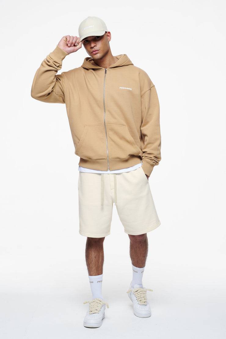 Pegador Colne Logo Oversized Sweat Jacket Vintage Washed Espresso