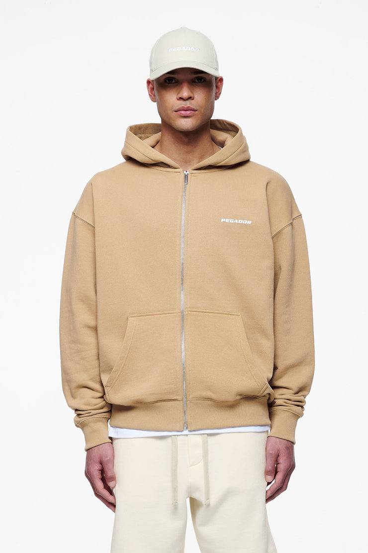 Pegador Colne Logo Oversized Sweat Jacket Vintage Washed Espresso