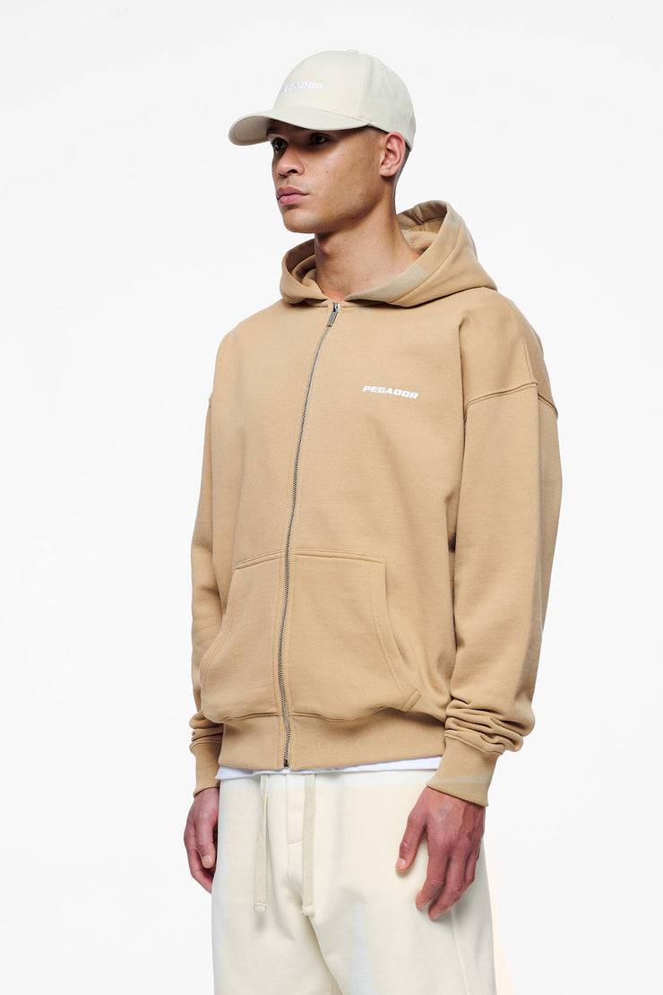 Pegador Colne Logo Oversized Sweat Jacket Vintage Washed Espresso