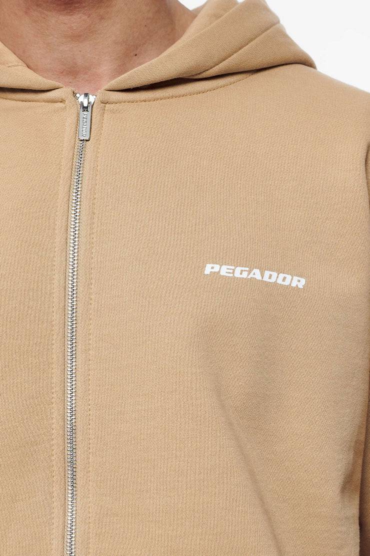 Pegador Colne Logo Oversized Sweat Jacket Vintage Washed Espresso