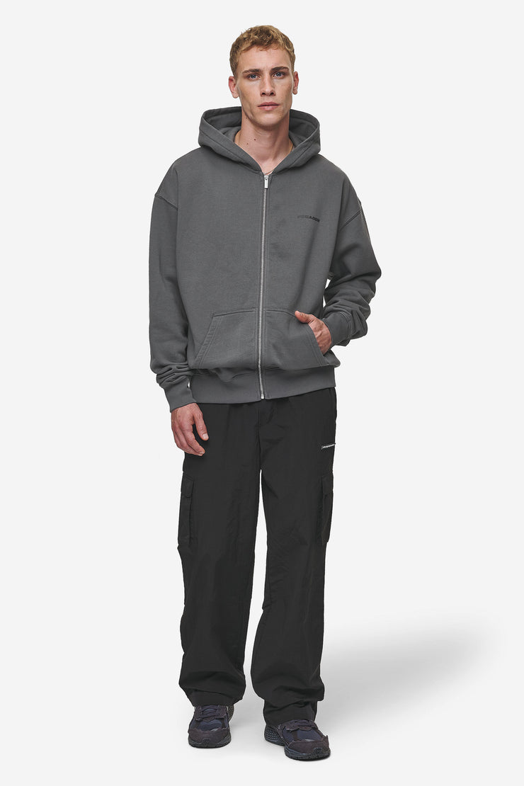 Pegador Colne Logo Oversized Sweat Jacket Washed Anthracite Black