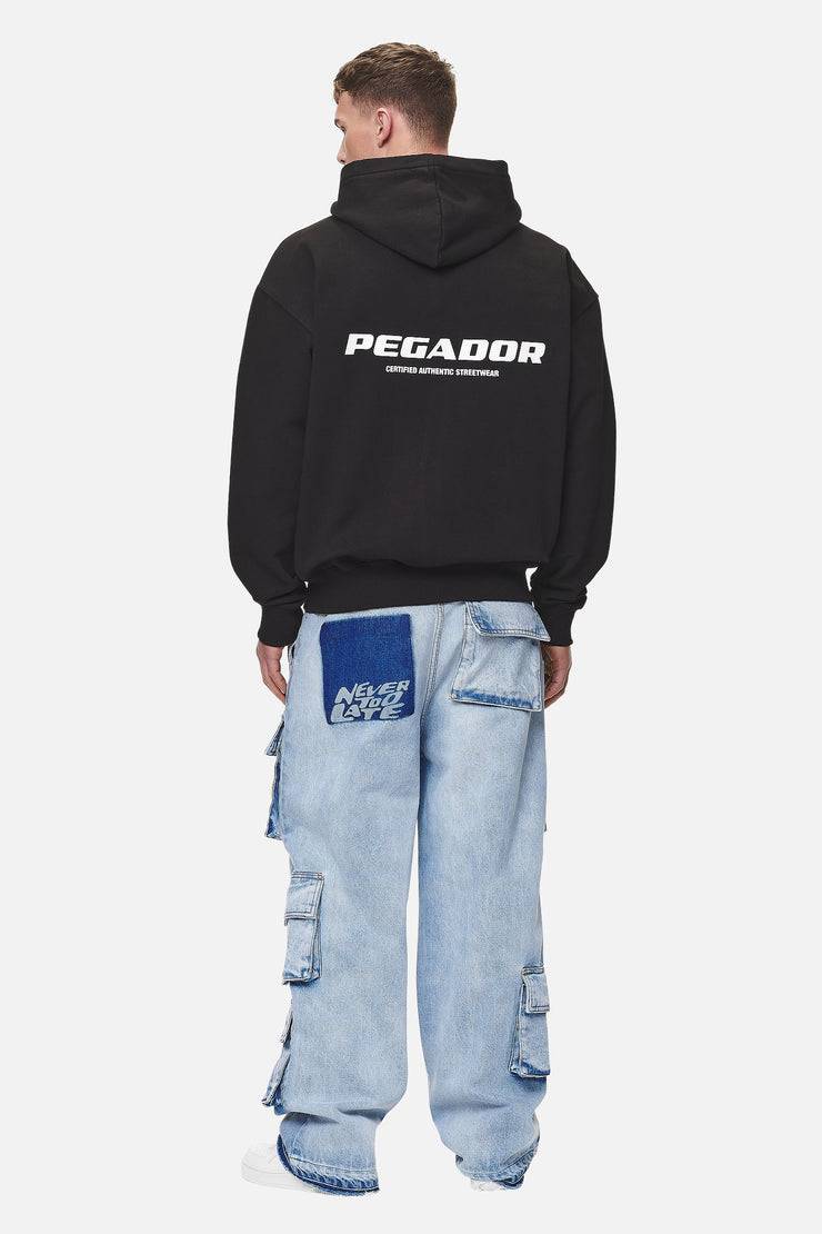 Pegador Colne Logo Oversized Sweat Jacket Washed Black