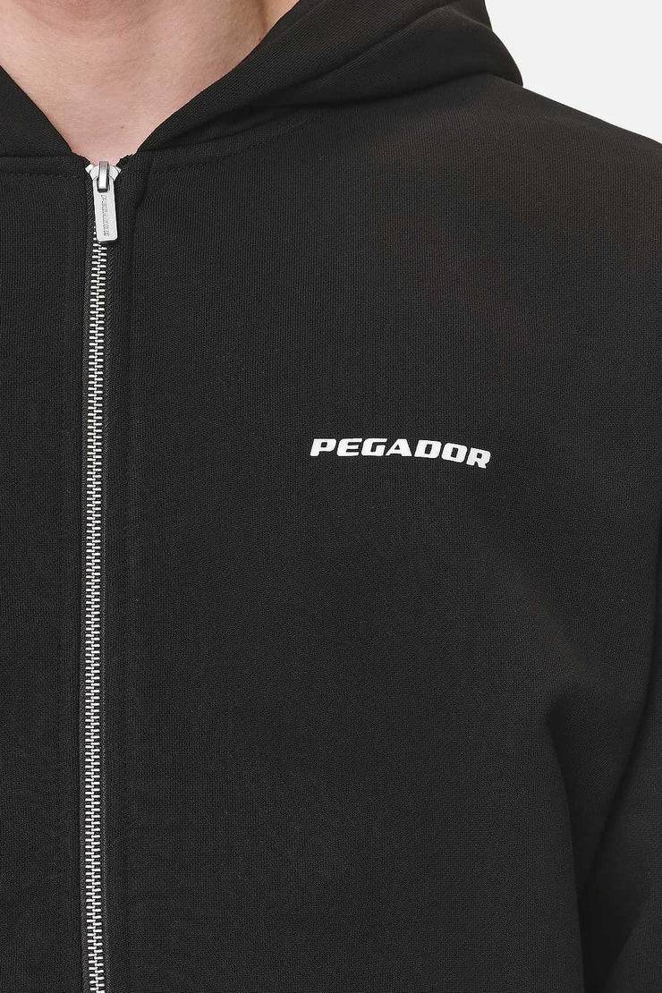 Pegador Colne Logo Oversized Sweat Jacket Washed Black