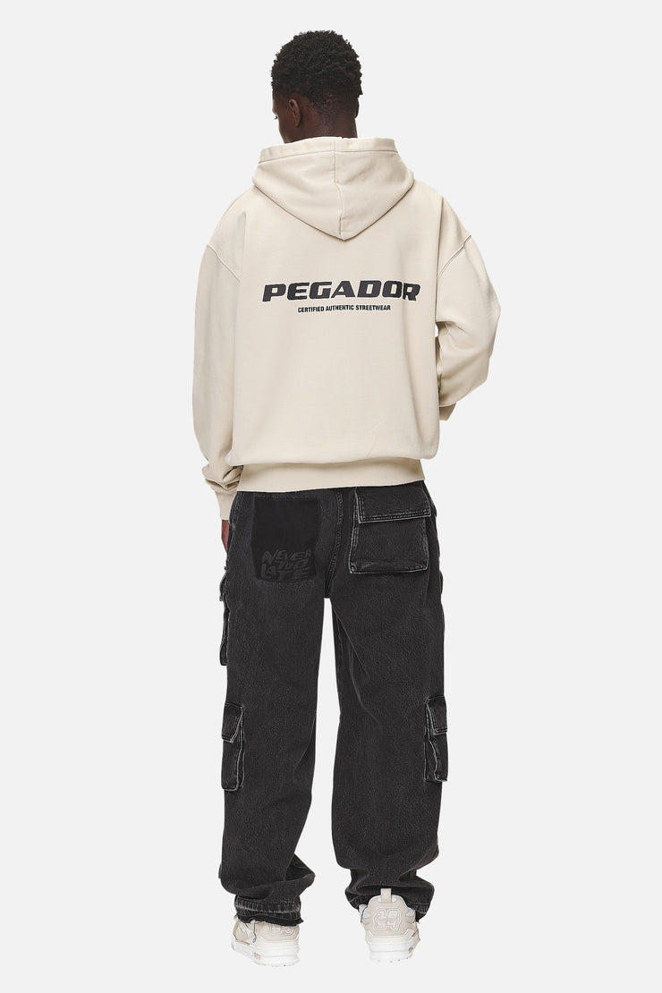 Pegador Colne Logo Oversized Sweat Jacket Washed Desert Sand