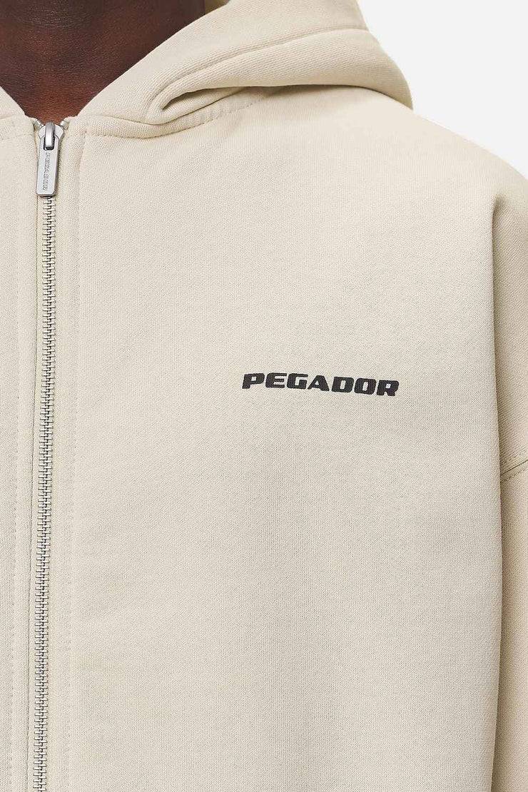 Pegador Colne Logo Oversized Sweat Jacket Washed Desert Sand