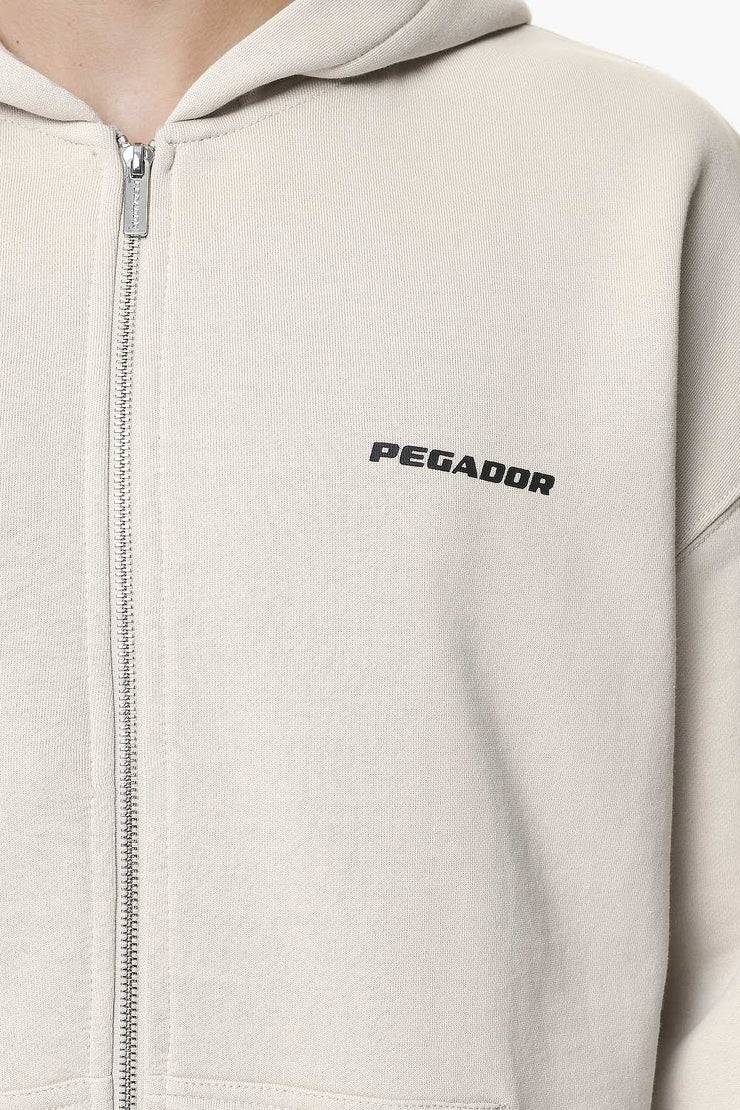 Pegador Colne Logo Oversized Sweat Jacket Washed Dust Cream