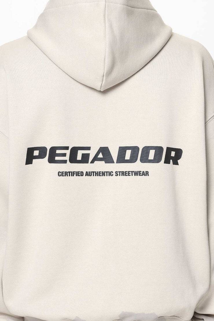Pegador Colne Logo Oversized Sweat Jacket Washed Dust Cream
