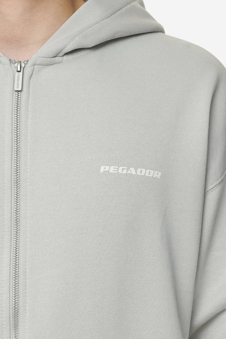 Pegador Colne Logo Oversized Sweat Jacket Washed Pearl Grey Salty Cream