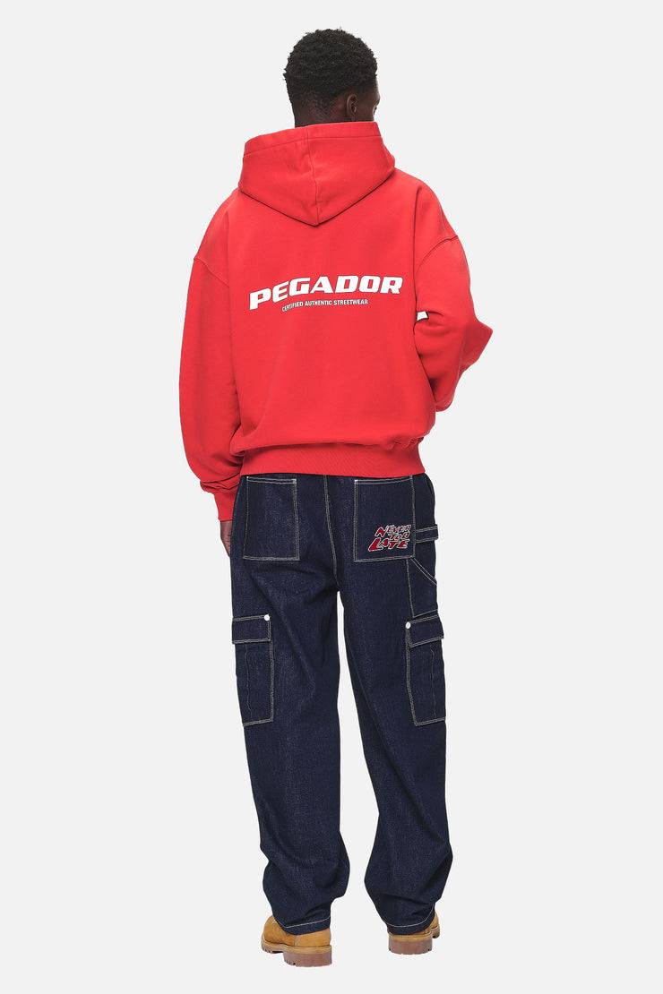 Pegador Colne Logo Oversized Sweat Jacket Washed Red