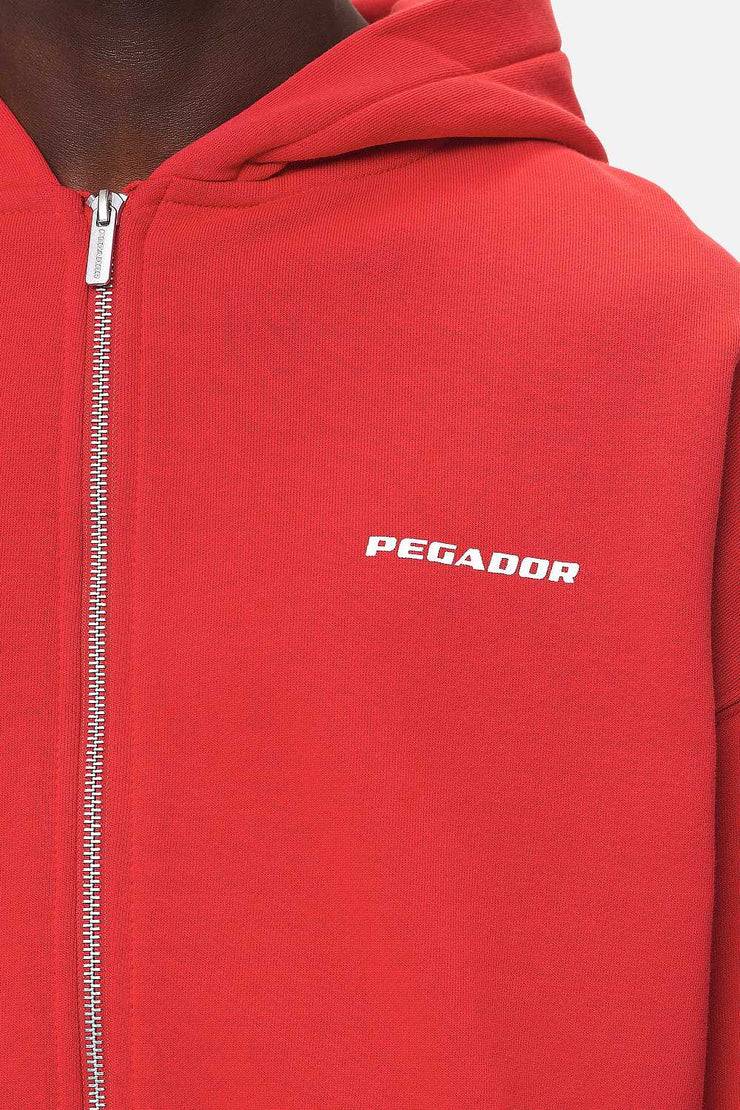 Pegador Colne Logo Oversized Sweat Jacket Washed Red
