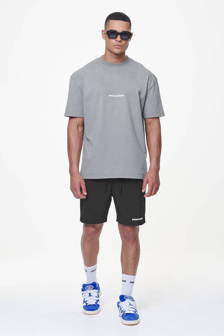 Pegador Colne Logo Oversized Tee Heavy Washed Cool Grey