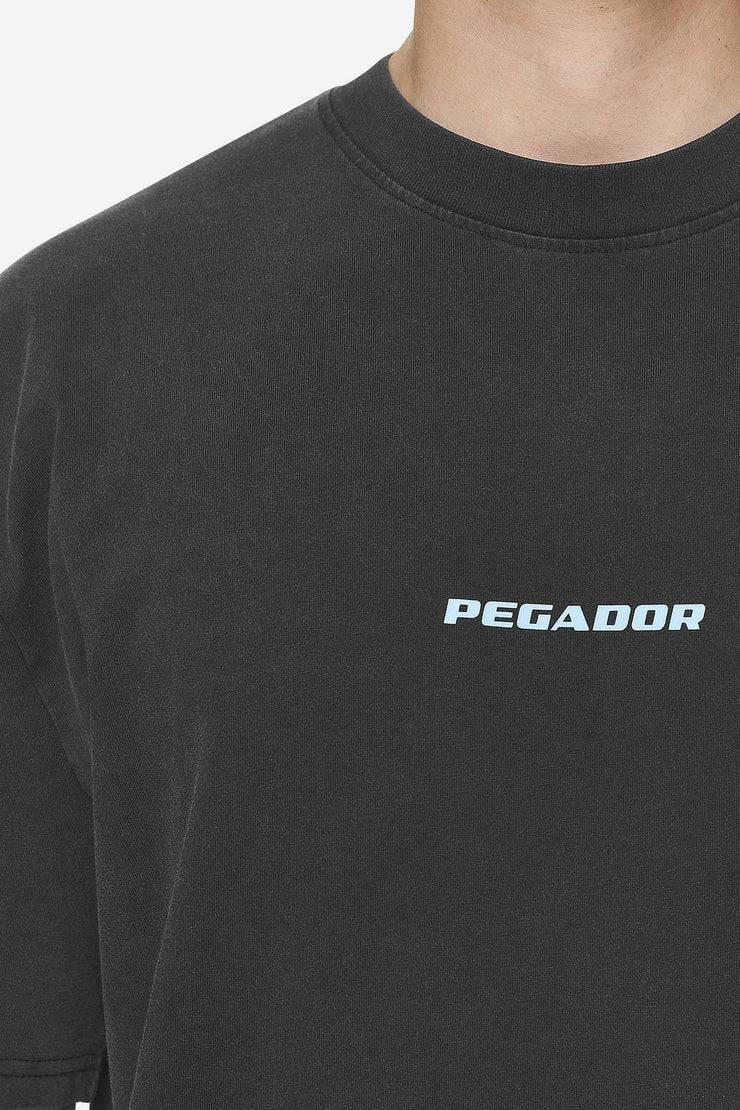 Pegador Colne Logo Oversized Tee Vintage Black Baby Blue