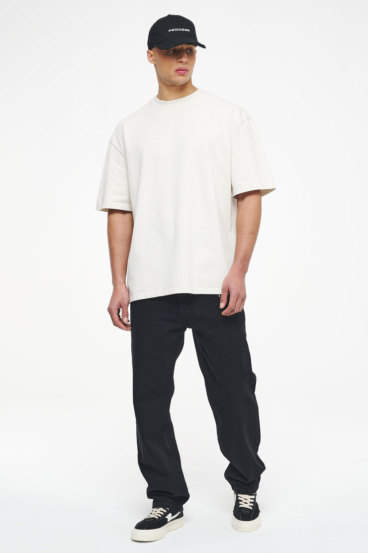 Pegador Colne Logo Oversized Tee Vintage Washed Angels Cream Gum