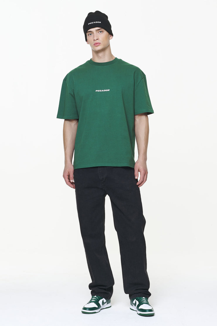 Pegador Colne Logo Oversized Tee Vintage Washed British Green Gum