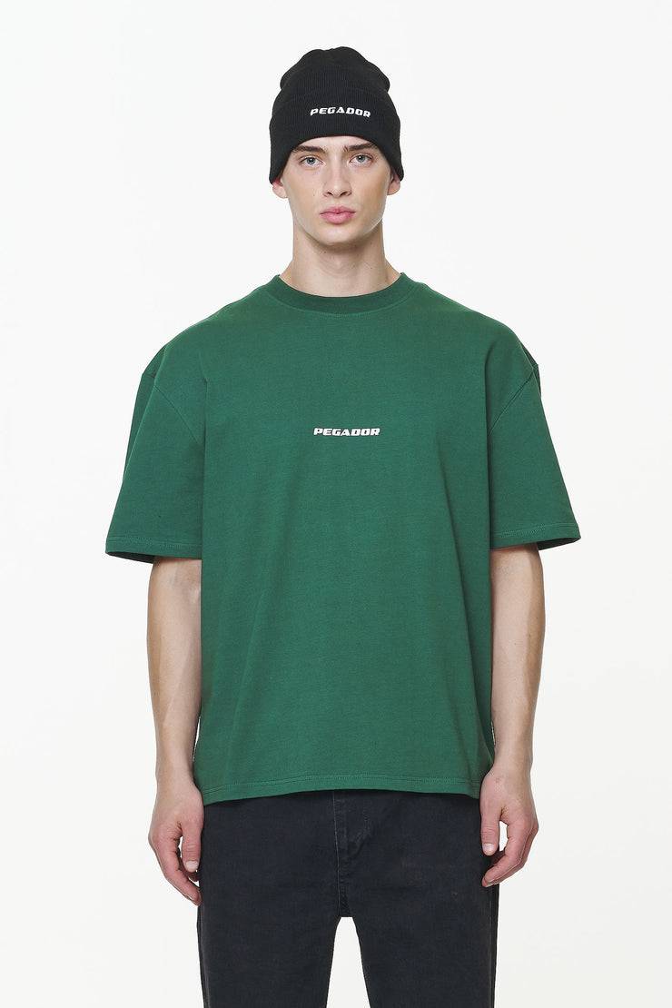 Pegador Colne Logo Oversized Tee Vintage Washed British Green Gum