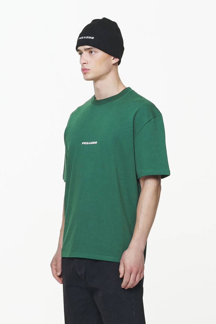 Pegador Colne Logo Oversized Tee Vintage Washed British Green Gum