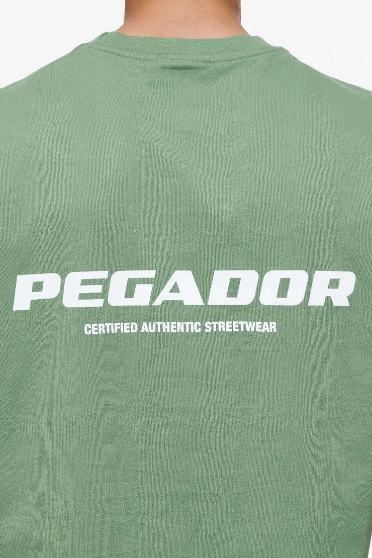 Pegador Colne Logo Oversized Tee Vintage Washed Cypress Green