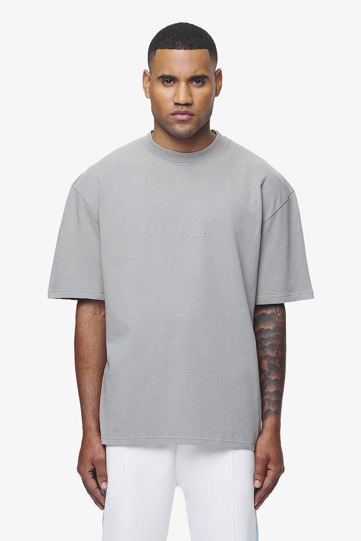 Pegador Colne Logo Oversized Tee Vintage Washed Dusk Grey Gum