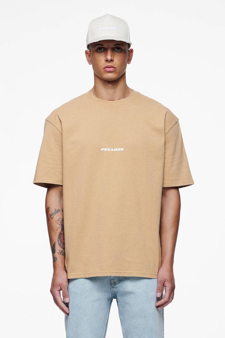 Pegador Colne Logo Oversized Tee Vintage Washed Espresso