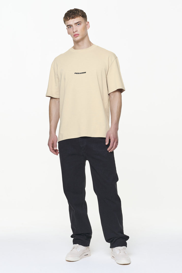 Pegador Colne Logo Oversized Tee Vintage Washed Kingdom Beige Gum