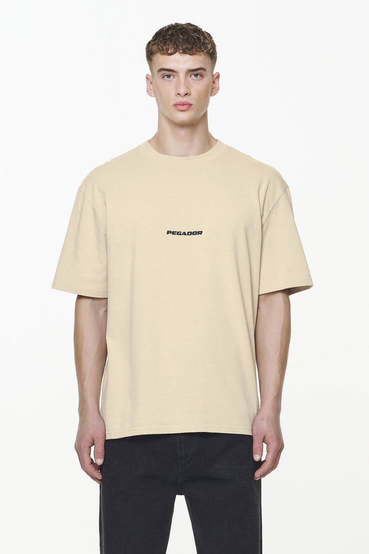 Pegador Colne Logo Oversized Tee Vintage Washed Kingdom Beige Gum