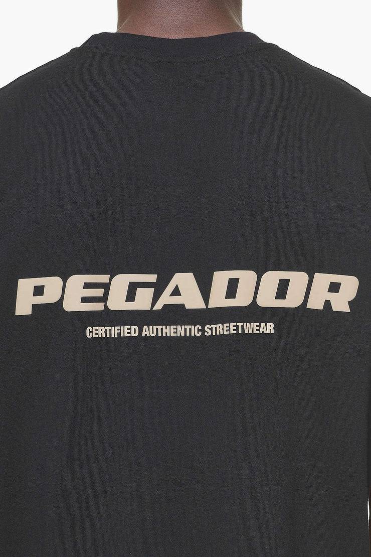 Pegador Colne Logo Oversized Tee Vintage Washed Onyx Black Gum