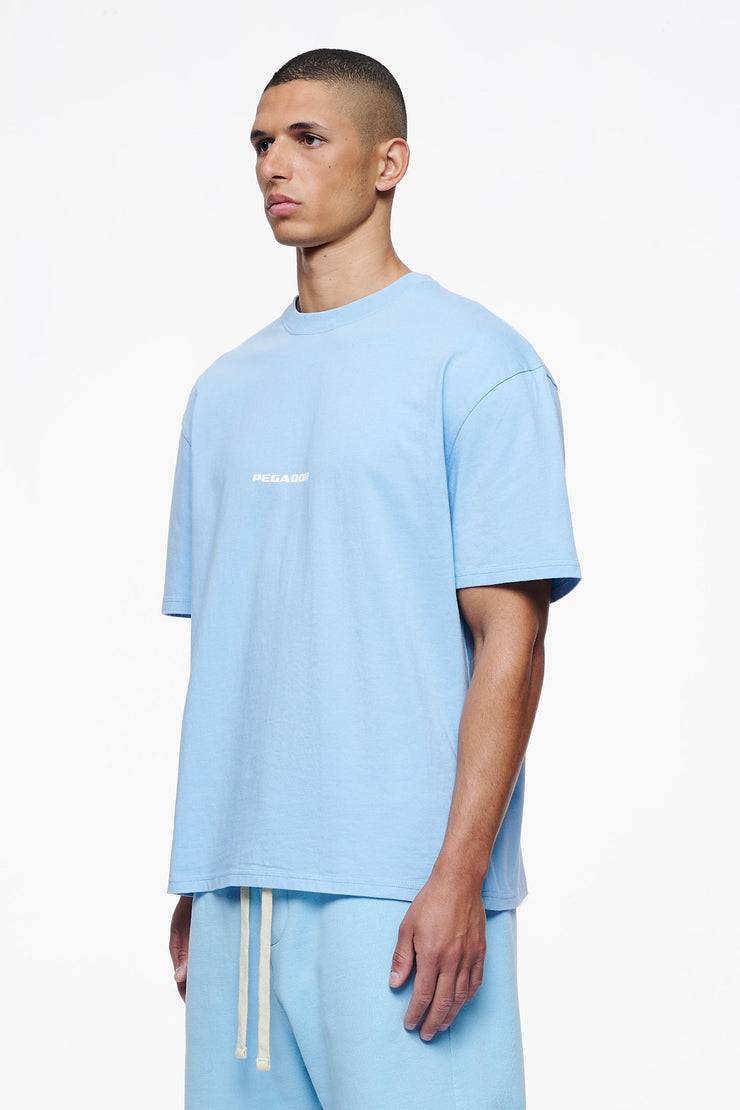 Pegador Colne Logo Oversized Tee Vintage Washed Riviera Blue