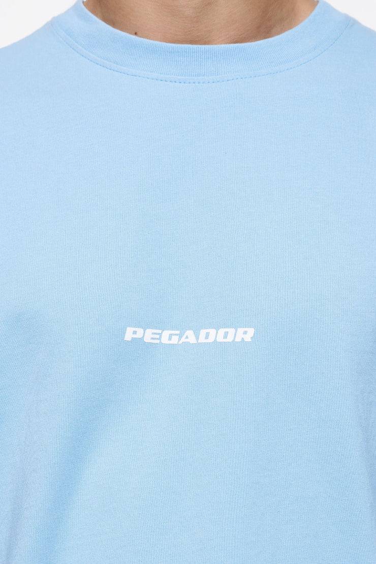 Pegador Colne Logo Oversized Tee Vintage Washed Riviera Blue