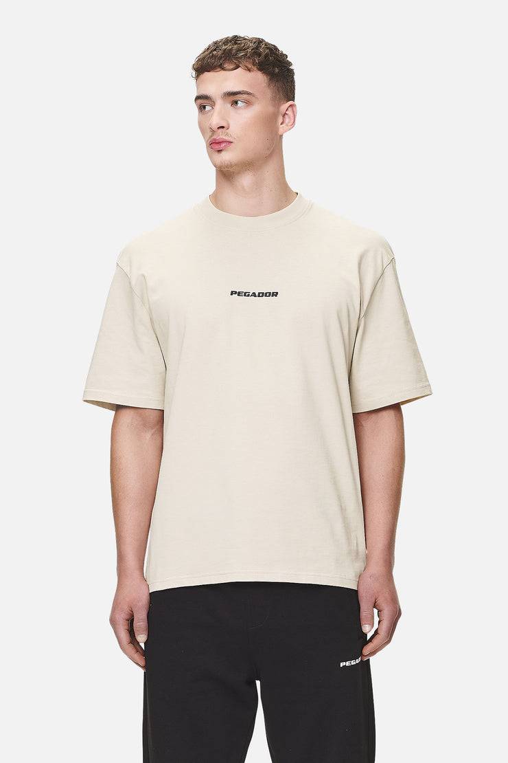 Pegador Colne Logo Oversized Tee Washed Desert Sand