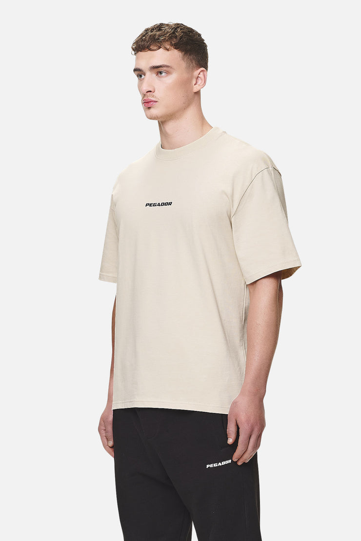 Pegador Colne Logo Oversized Tee Washed Desert Sand