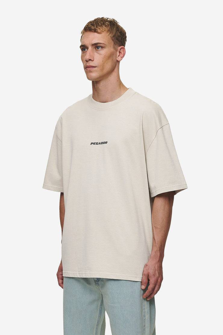 Pegador Colne Logo Oversized Tee Washed Light Beige Anthracite