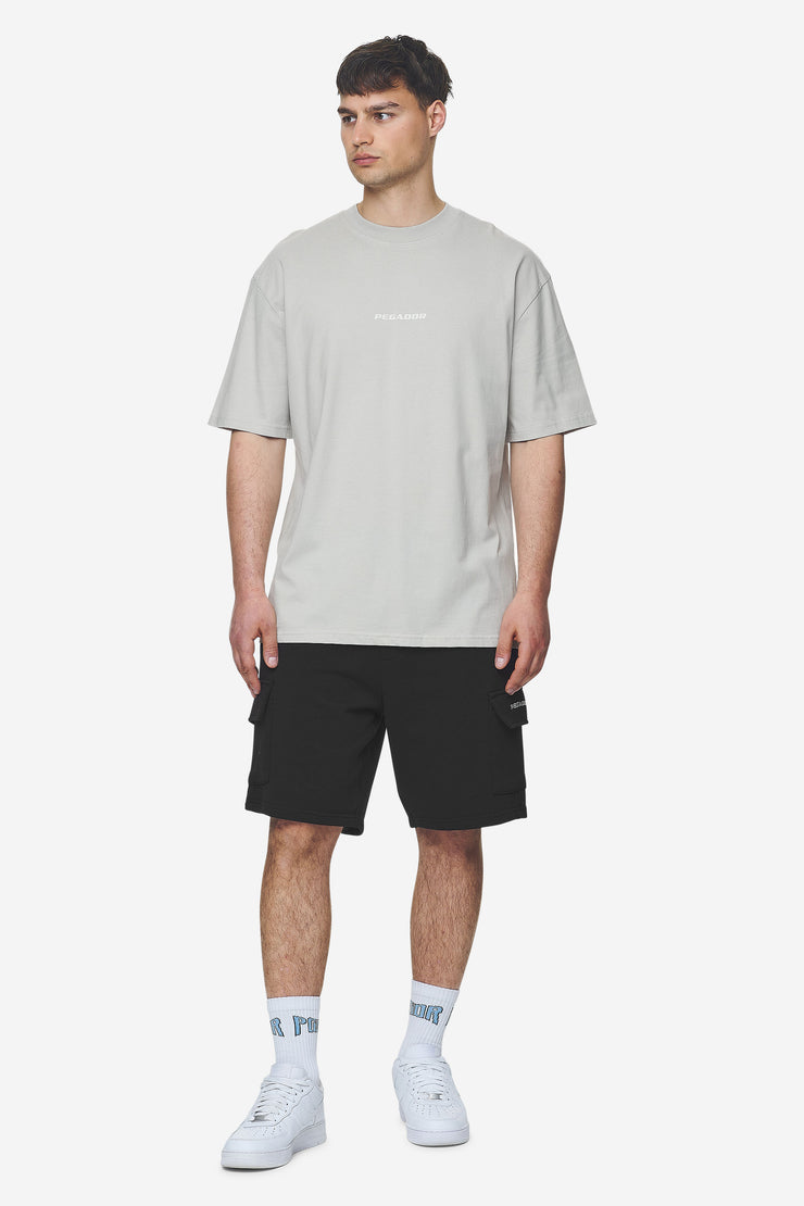 Pegador Colne Logo Oversized Tee Washed Pearl Grey Salty Cream