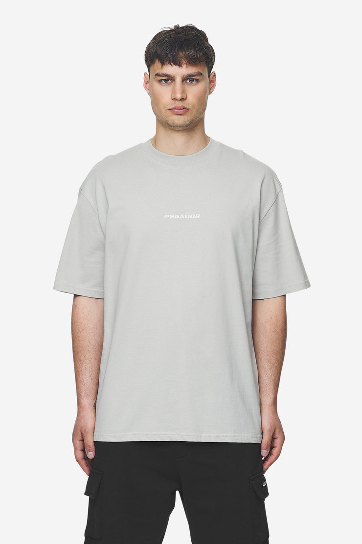 Pegador Colne Logo Oversized Tee Washed Pearl Grey Salty Cream