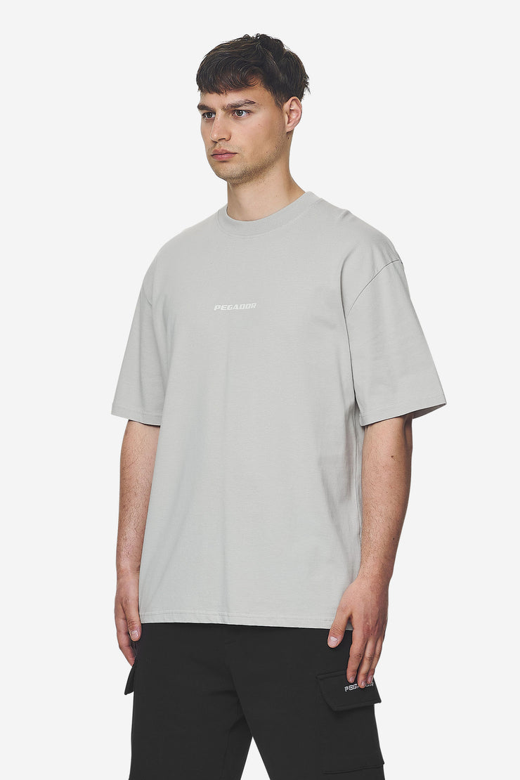 Pegador Colne Logo Oversized Tee Washed Pearl Grey Salty Cream
