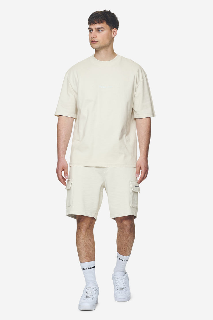 Pegador Colne Logo Oversized Tee Washed Salty Cream Baby Blue