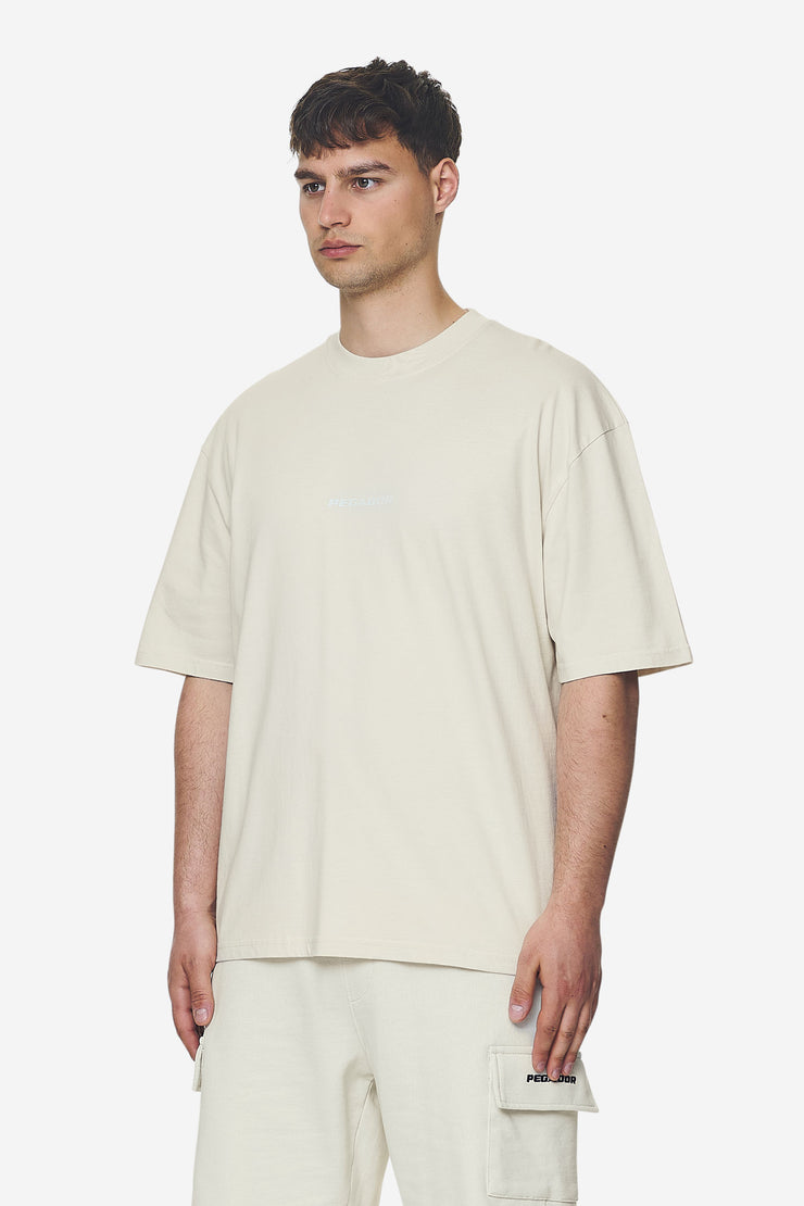 Pegador Colne Logo Oversized Tee Washed Salty Cream Baby Blue