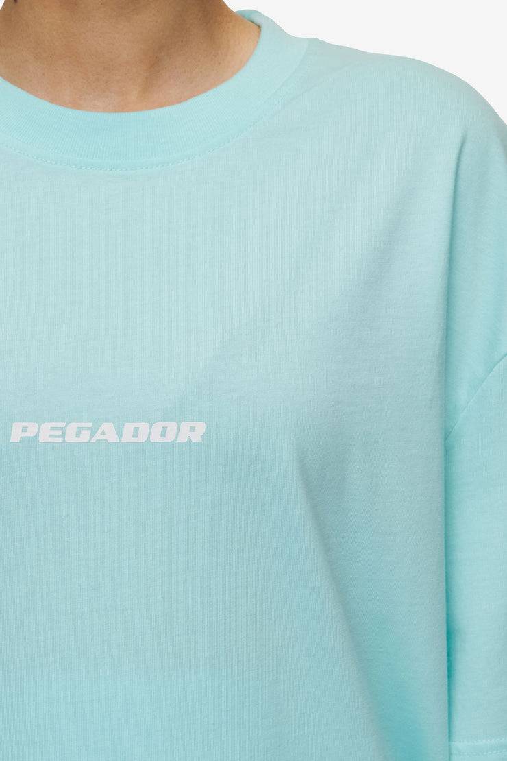 Pegador Colne Logo Oversized Tee Washed Sky Blue White