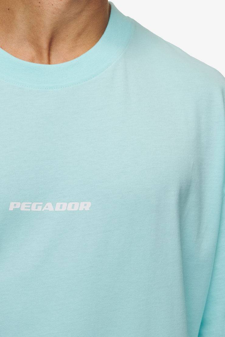 Pegador Colne Logo Oversized Tee Washed Sky Blue White