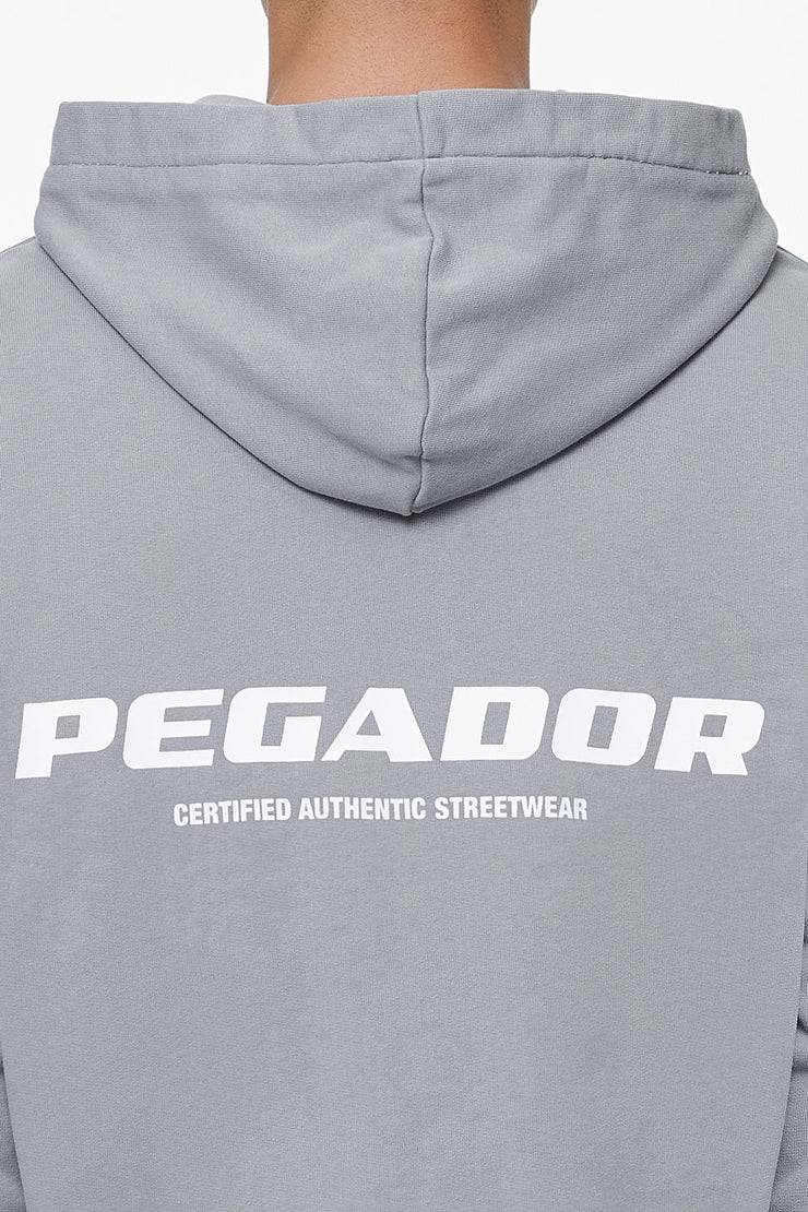 Pegador Colne Terry Logo Oversized Sweat Jacket Heavy Washed Cool Grey