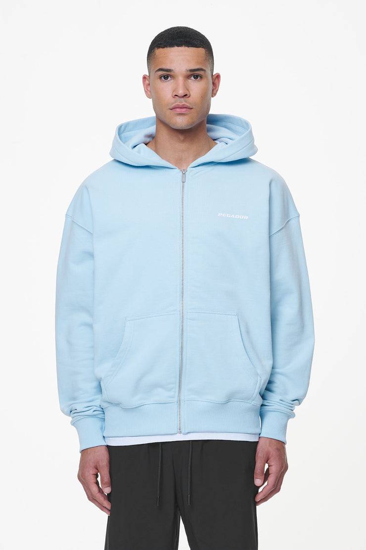 Pegador Colne Terry Logo Oversized Sweat Jacket Vintage Aqua