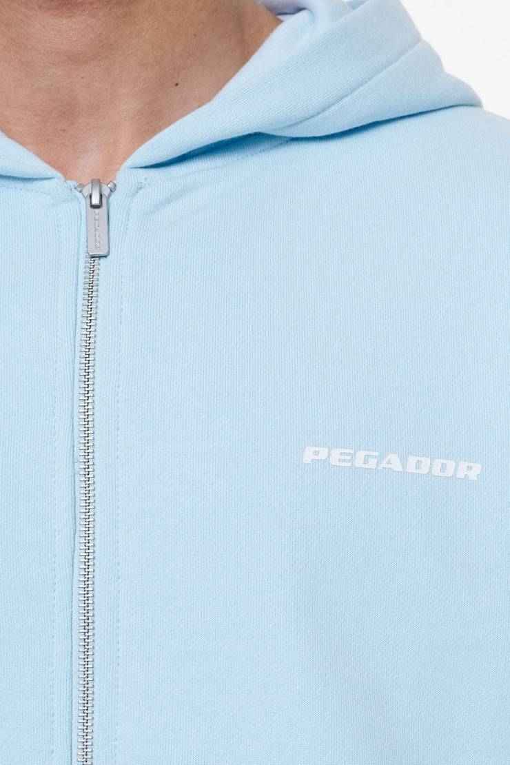 Pegador Colne Terry Logo Oversized Sweat Jacket Vintage Aqua