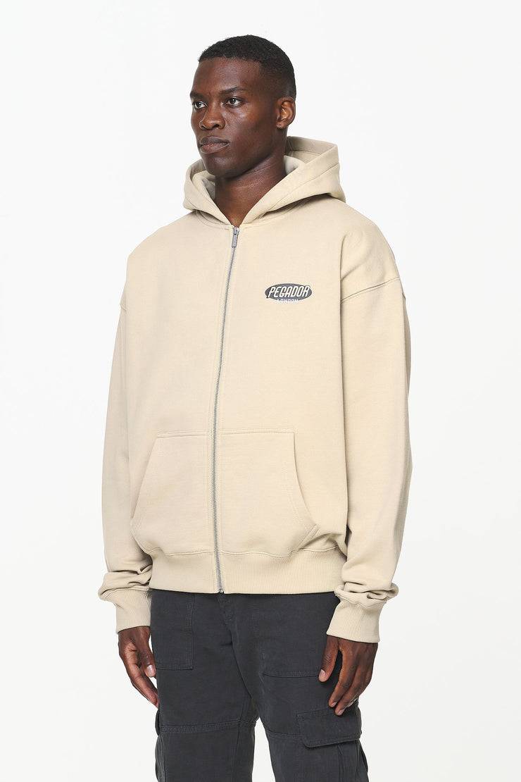 Pegador County Oversized Sweat Jacket Vintage Washed Kingdom Beige