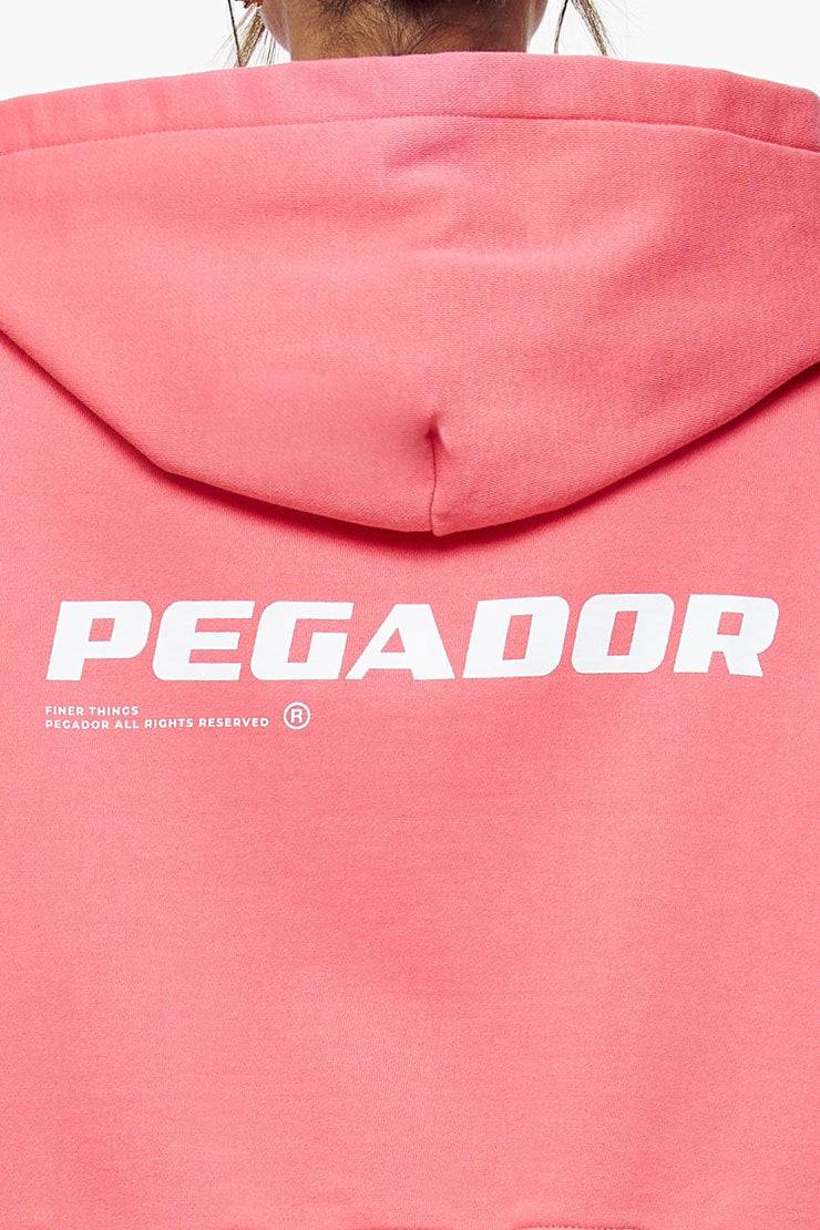 Pegador Culla Logo Oversized Cropped Hoodie Vintage Washed Strawberry