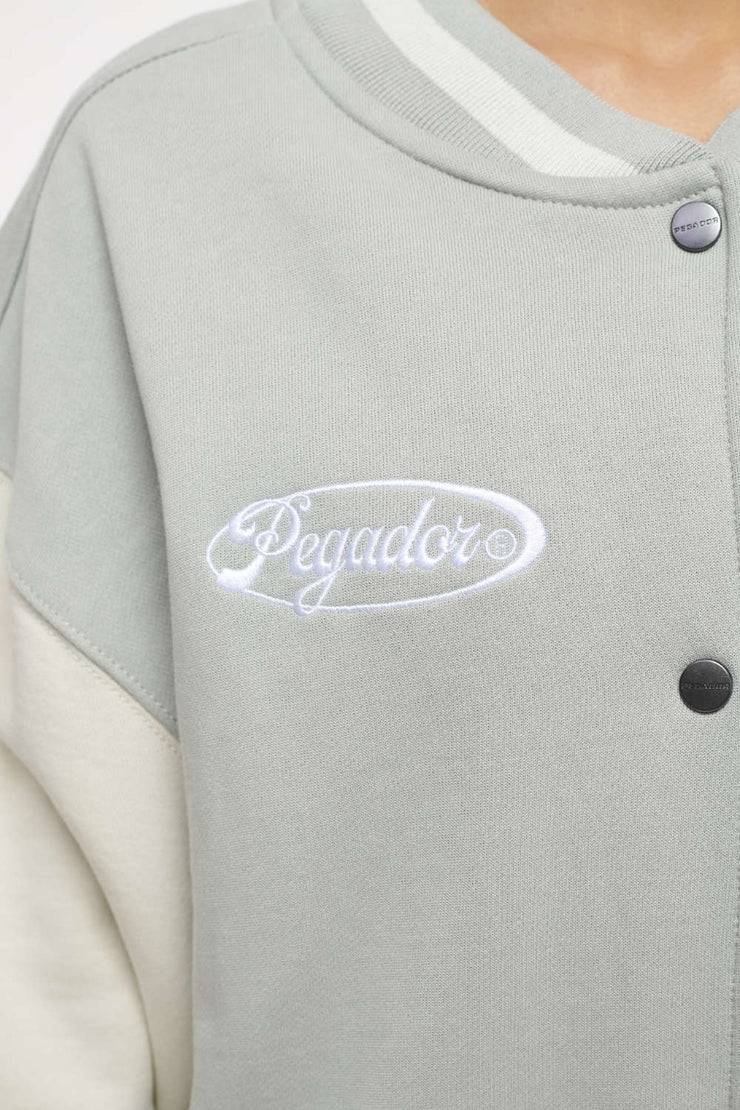 Pegador Dale Oversized Varsity Jacket Vintage Washed Quiet Gray Angels Cream