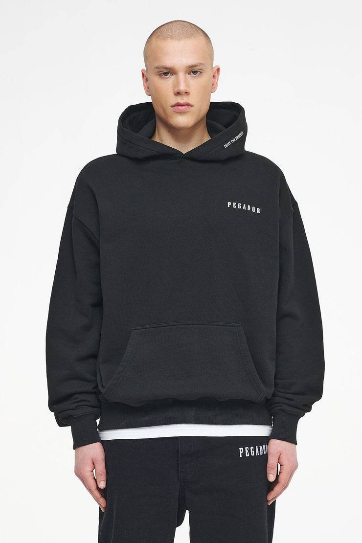 Pegador Dinmont Oversized Hoodie Vintage Washed Black Ink