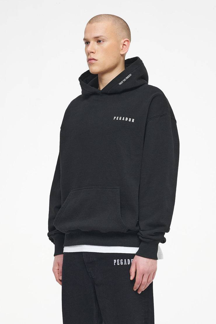 Pegador Dinmont Oversized Hoodie Vintage Washed Black Ink